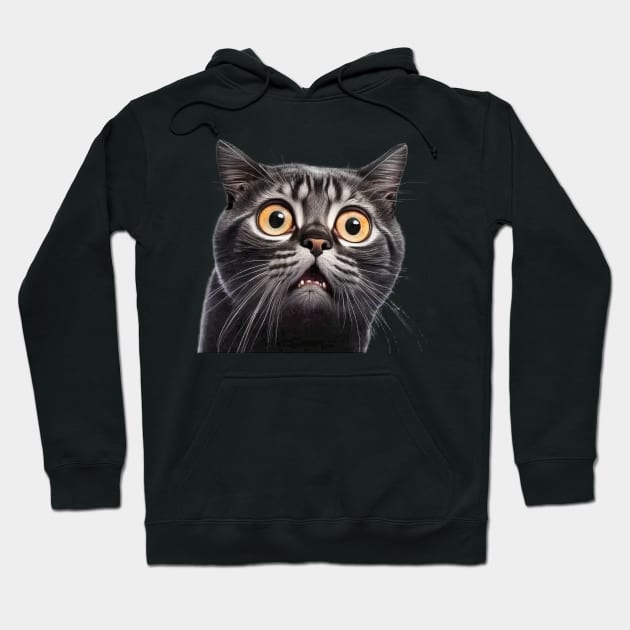 Funny Scared Cat Face, Cat Lover, Scaredy Cat Hoodie by dukito